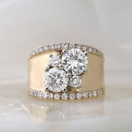 Vintage Golden Bright Zirconia Ring-Lydieannejewelry