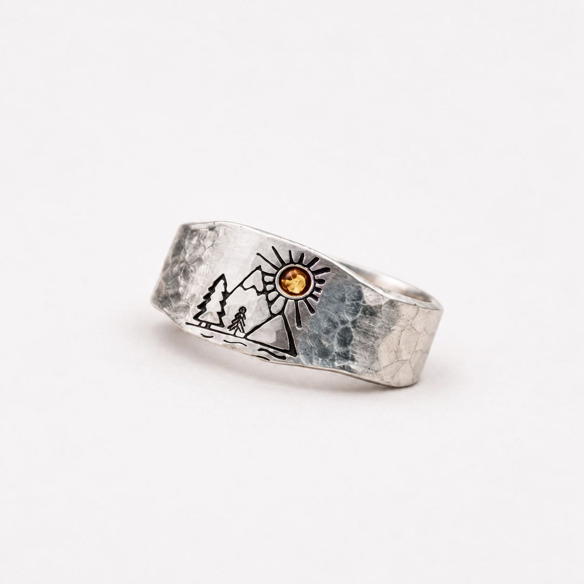 Sun & Mountain Silver Ring
