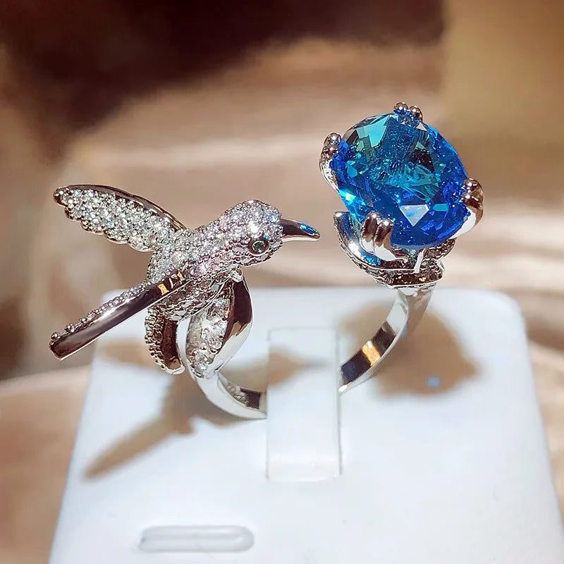 The Hummingbird Gemstone Ring Adjustable