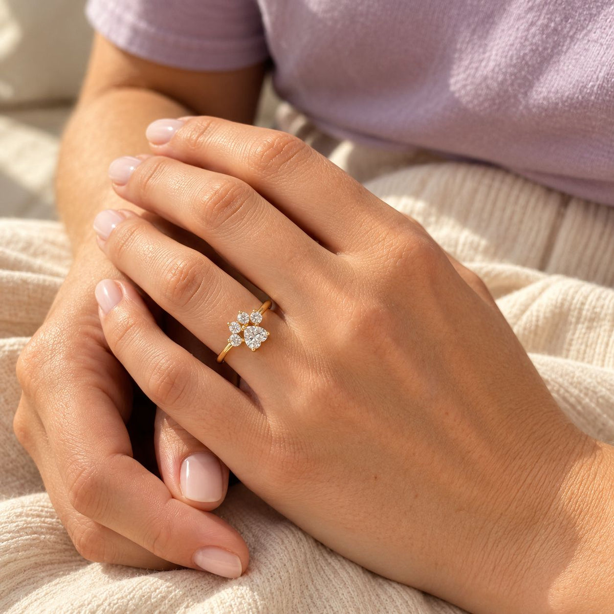 Vintage Zirconia Paw Ring