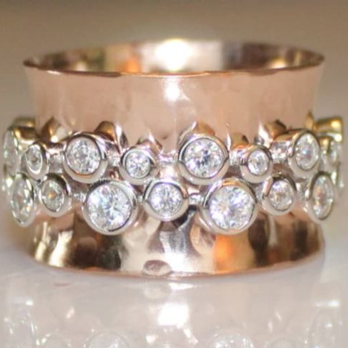 Vintage Zirconia Belt Rose Ring-Lydieannejewelry