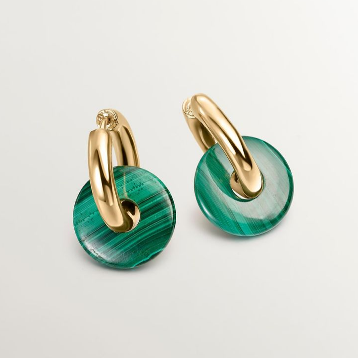 Vintage Green Enamel Stone Earrings-Lydieannejewelry