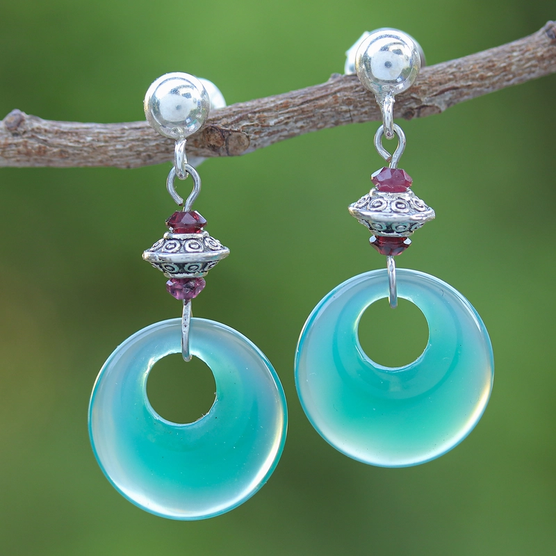 Vintage Light Blue Glass Dangling Earrings-Lydieannejewelry