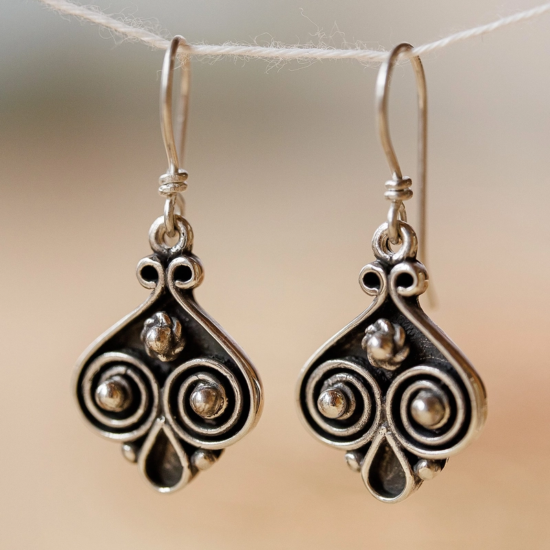 Vintage Silver Dangling Earrings-Lydieannejewelry
