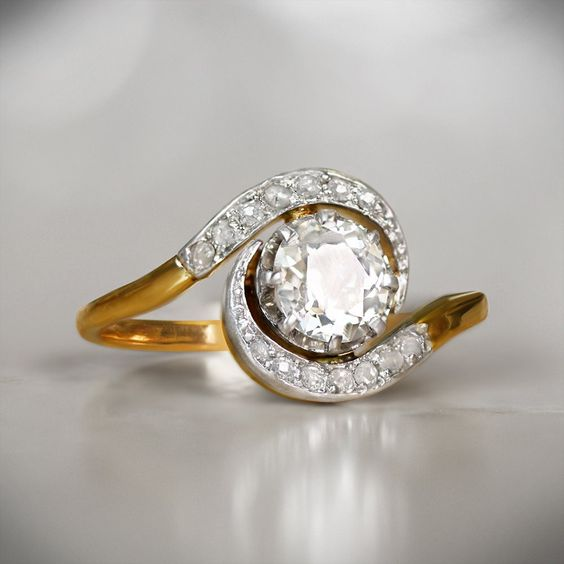 Vintage Zirconia Spiral Ring-Lydieannejewelry