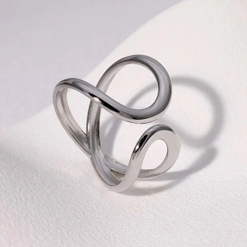 Artistic Silver Infinite Twist Adjustable Ring-Lydieannejewelry