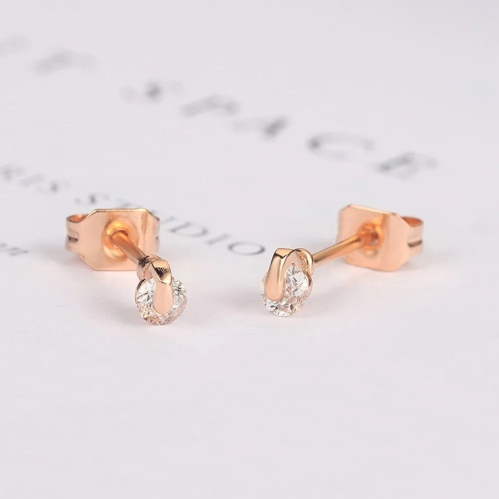 Classic Rose Gold Clear Oval-Cut Crystal Earrings-Lydieannejewelry