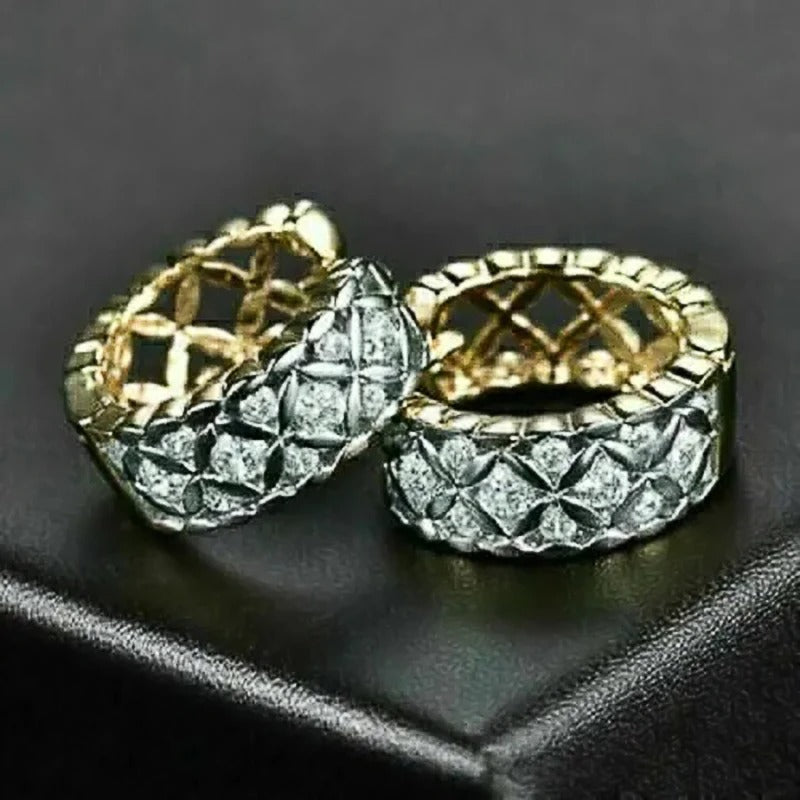 Vintage Gold Quilted Hoop Earrings-Lydieannejewelry