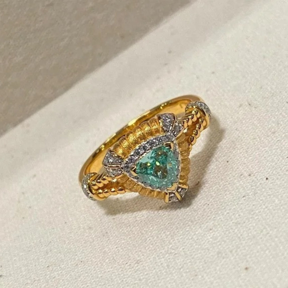 Classic Triangular Gorgeous Mint Green Adjustable Ring-Lydieannejewelry