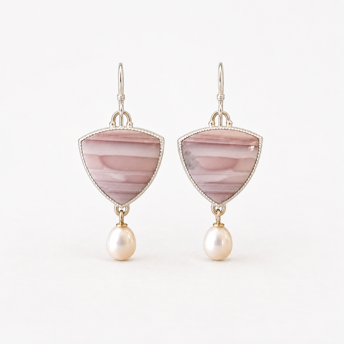 Vintage Pink Stone Pearl Earrings