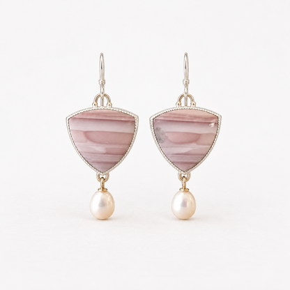 Vintage Pink Stone Pearl Earrings