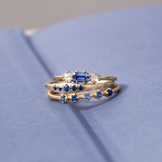 Vintage Layered Blue Zirconia Ring-Lydieannejewelry