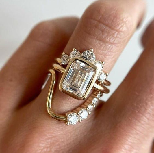 Vintage Elegant Glass Golden Ring-Lydieannejewelry