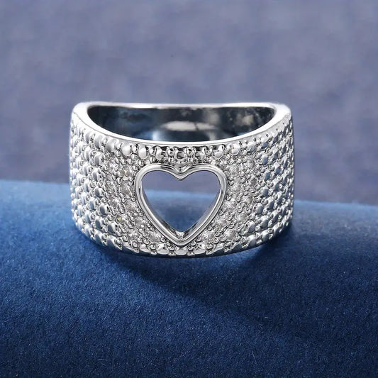 Vintage Hollow Heart Silver Ring-Lydieannejewelry