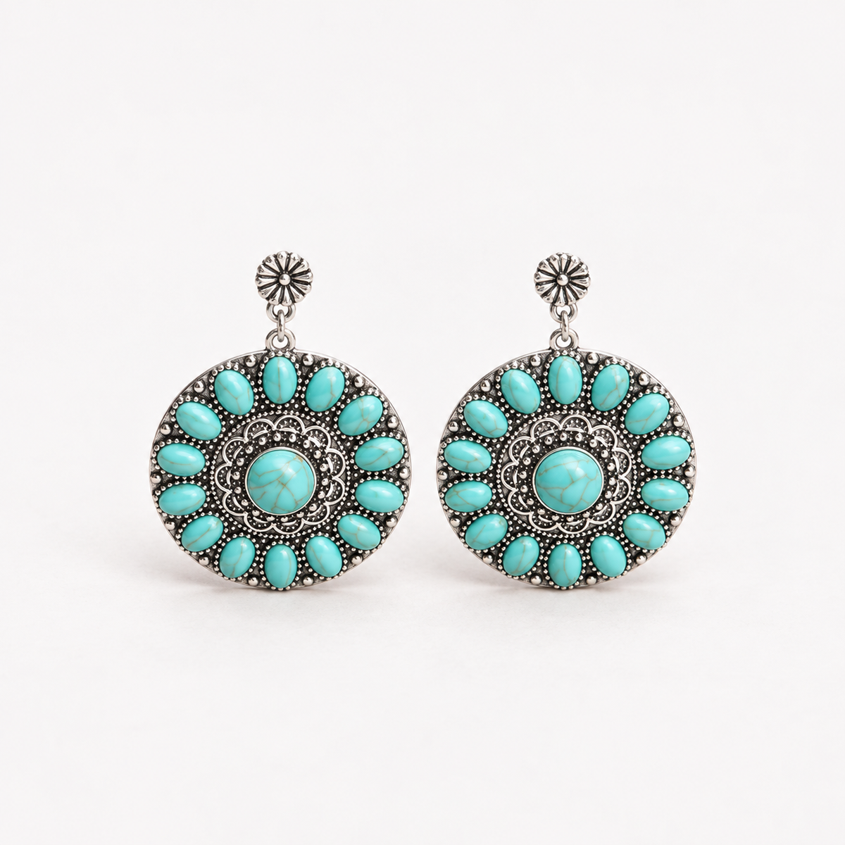 Vintage Turquoise Mandala Earrings