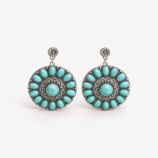 Vintage Turquoise Mandala Earrings