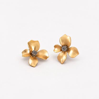 Elegant Golden Flower Earrings