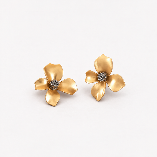 Elegant Golden Flower Earrings