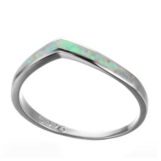 Vintage Sterling Silver Ocean Blue White Opal Fire Rings