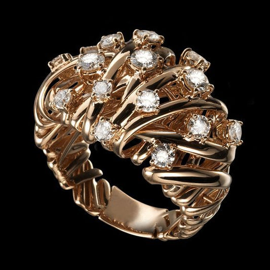 Vintage Exquisite Zirconia Gold Ring-Lydieannejewelry
