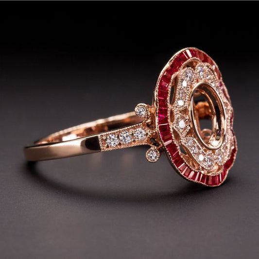 Vintage Red Bright Rose Ring-Lydieannejewelry
