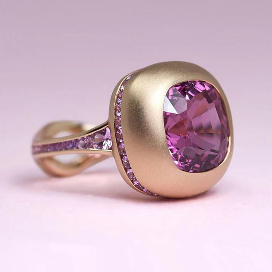 Vintage Rose Pink Gold Ring-Lydieannejewelry