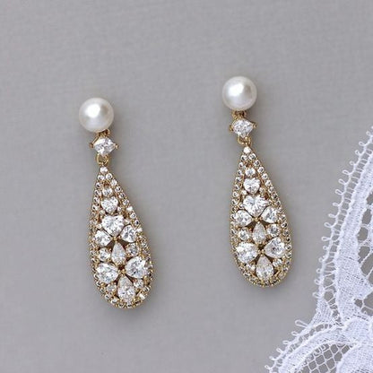 Vintage Bright & Pearl Earrings-Lydieannejewelry