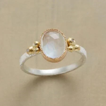 Vintage White Glass Ring-Lydieannejewelry