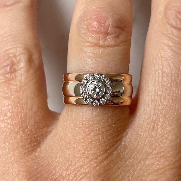 Vintage Crystaline Gold Ring Set-Lydieannejewelry