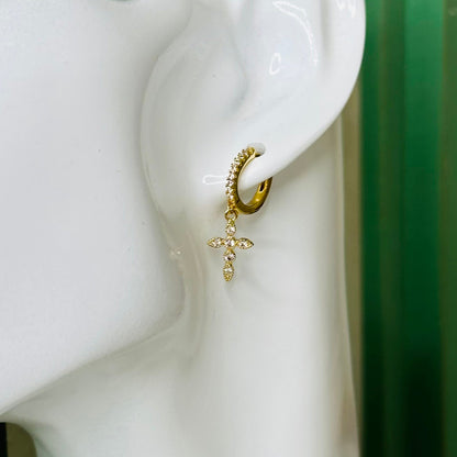 Dainty Cross Huggie Hoop Earrings-Lydieannejewelry