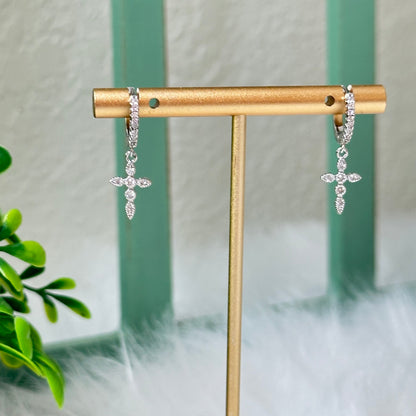 Dainty Cross Huggie Hoop Earrings-Lydieannejewelry