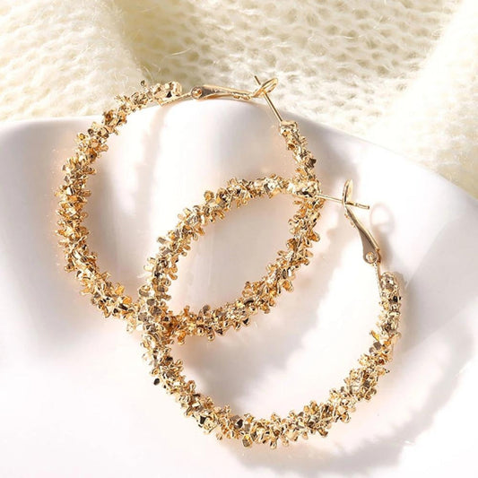 Hoop Earrings with Crystals in Gold