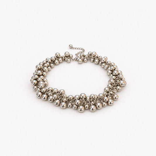 Vintage Silver Ball Multi-layer Bead Necklace