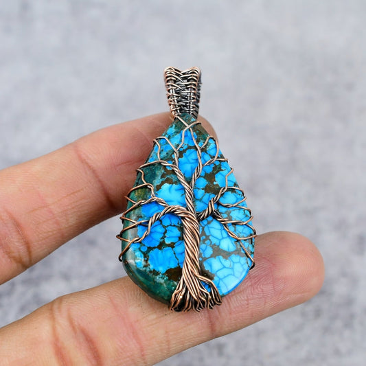 Blue Opal Tree Boho Earrings