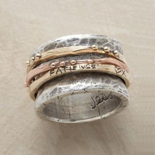 Vintage Gold Rose & Silver Ring-Lydieannejewelry