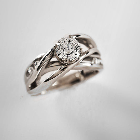 Vintage Layer Silver Zirconia Ring-Lydieannejewelry