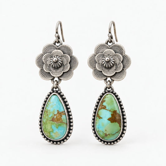 Vintage Old Turquoise Stone Earrings