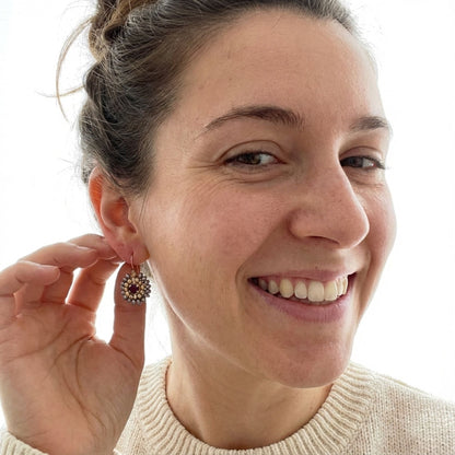 Vintage Golden & Grey Stones Earrings