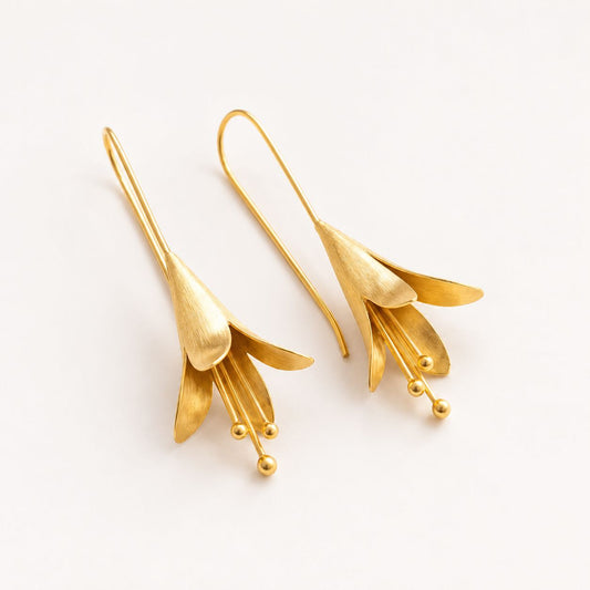 Vintage Gold & Silver Lotus Earrings