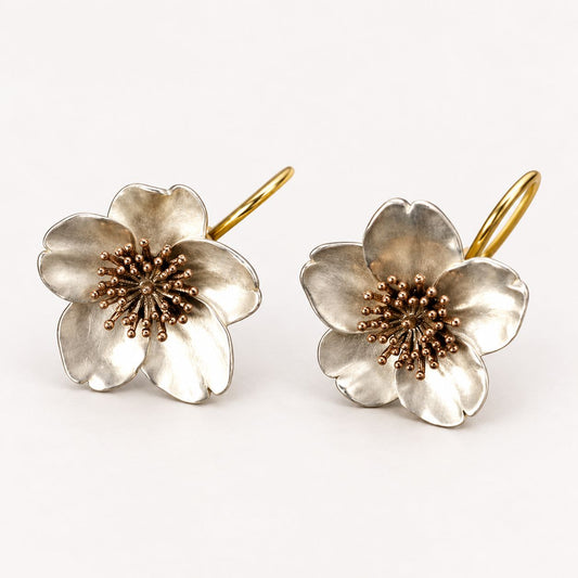 Vintage Silver & Gold Blossom Earrings