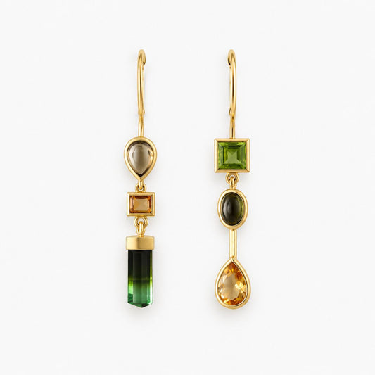 Vintage Dangling Green & Orange Earrings