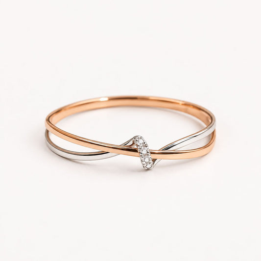 Rose Gold Silver Criss-Cross Ring