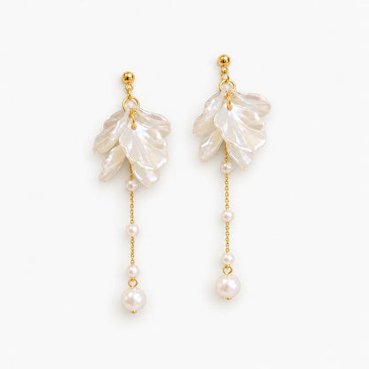 Elegant Dangling White Pearl Earrings