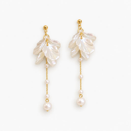 Elegant Dangling White Pearl Earrings