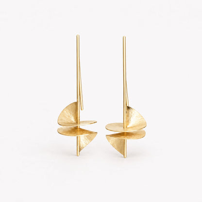 Vintage Golden Sculptural Leaf Earrings