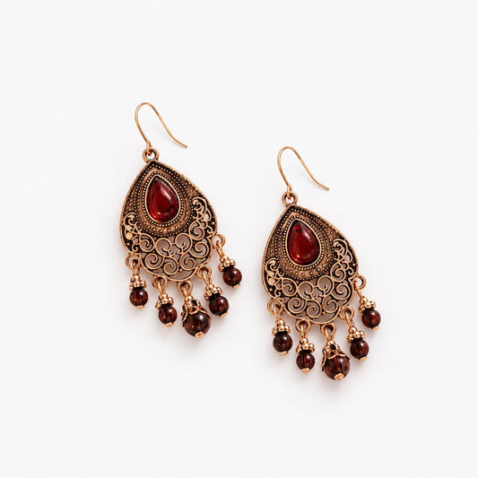 Vintage Red Teardrop Dangle Earrings