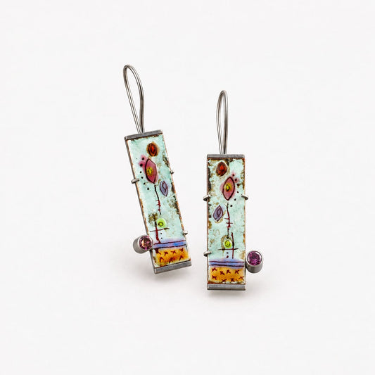 Vintage Earrings with Antique Enamel