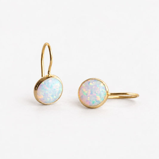 Vintage Opal Stone Gold Earrings