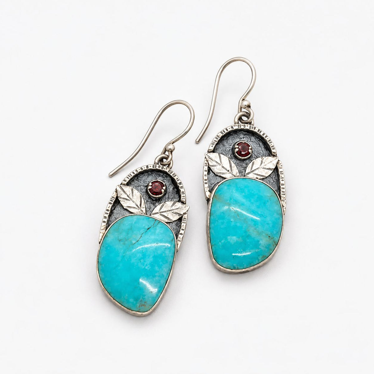 Vintage Blue Stone Leaf Stone Earrings