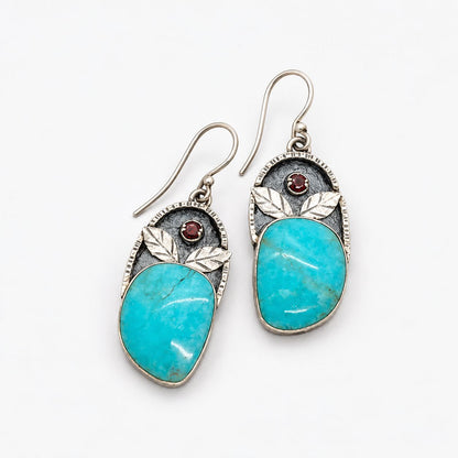 Vintage Blue Stone Leaf Stone Earrings